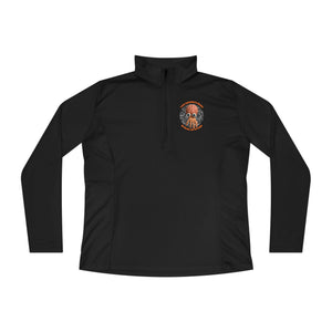 CAB Big Brains - Orange text - Ladies Quarter-Zip Pullover
