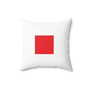 Signal Flag - Red Square on White - Spun Polyester Square Pillow