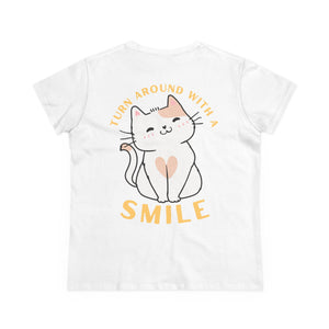 Turn Around With A Smile - Women's Midweight Cotton Tee