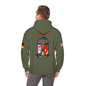 Titan 6 Call Sign -  USANEC-S - Flags on Sleeves - Unisex Heavy Blend™ Hooded Sweatshirt